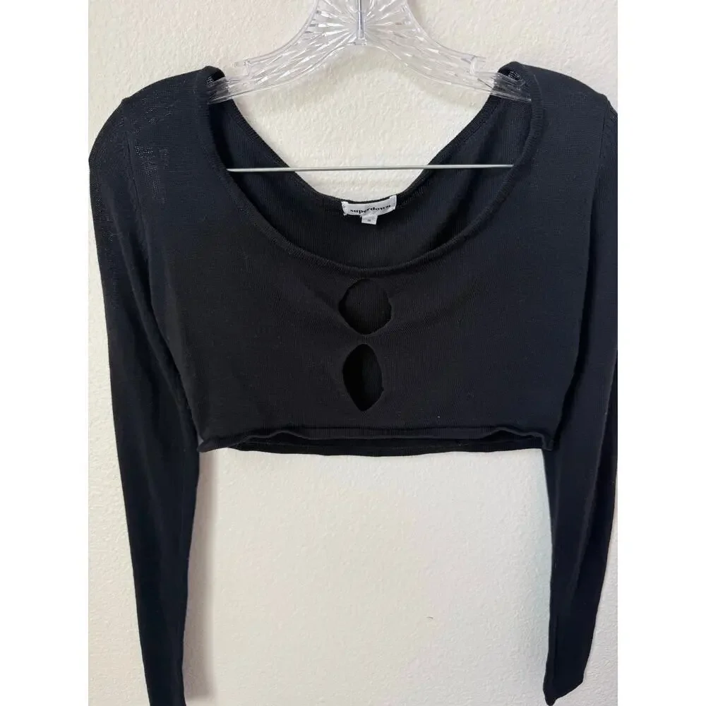 Revolve Superdown Jasmina Knit Top Black Size Small